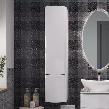 Шкаф пенал для ванной Velvex Luna 35 универсальный белый глянец