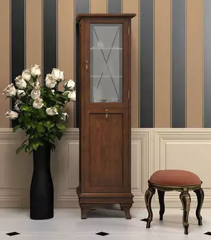 Шкаф-пенал Opadiris Борджи 45 R с бельевой корзиной темное дерево