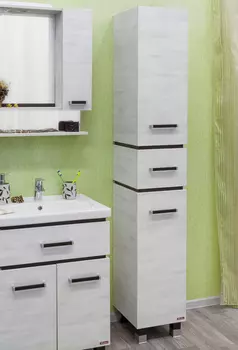 Шкаф пенал для ванной Sanflor Техас R, венге, северное дерево светлое