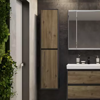 Шкаф-пенал подвесной STWORKI Кронборг 37 светлое дерево, серый, антрацит, дуб рустикальный