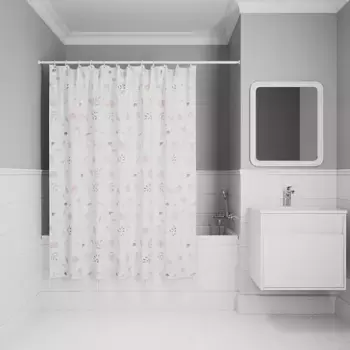 Штора для ванной IDDIS Base 180х200 BF01P18i11 белая, цветы