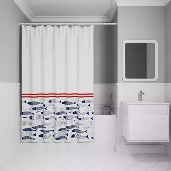 Штора для ванной IDDIS Base 180х200 BO04P18i11 белая, рыбы
