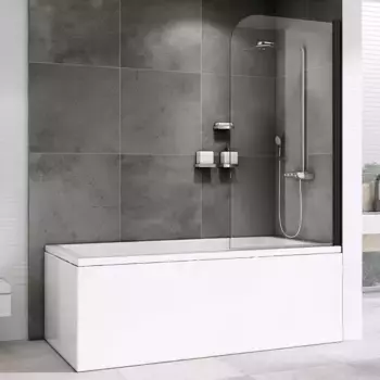 Шторка на ванну Abber Ewiges Wasser AG52080B 80x140, профиль черный, стекло прозрачное