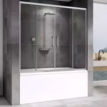 Шторка на ванну Abber Schwarzer Diamant AG57150 150x140, профиль хром, стекло прозрачное