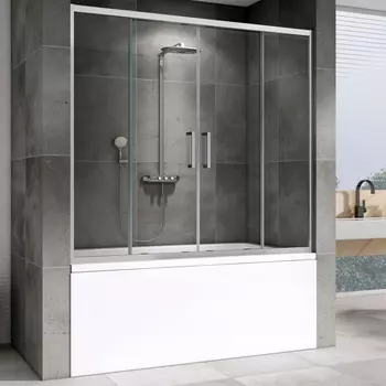 Шторка на ванну Abber Schwarzer Diamant 170х140 AG57170 хром, стекло прозрачное