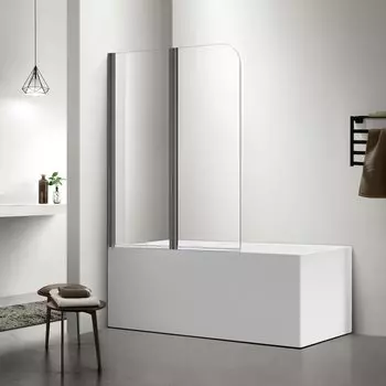 Шторка на ванну AQUATEK AQ DEL SBA 10015GM 100х150 см, профиль оружейная сталь, стекло прозрачное