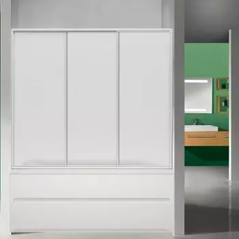 Шторка на ванну Bas Стайл/Мальдива 160х145 профиль белый стекло рифленое