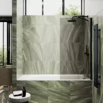 Шторка на ванну Maybahglass 80х140 широкий профиль черный, стекло бронза