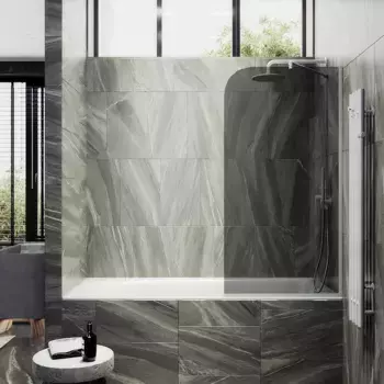 Шторка на ванну Maybahglass 80х140 узкий профиль белый, стекло графит