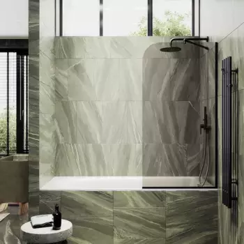 Шторка на ванну Maybahglass 80х140 узкий профиль черный, стекло бронза