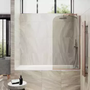 Шторка на ванну Maybahglass 80х140 узкий профиль бронза, стекло бронза