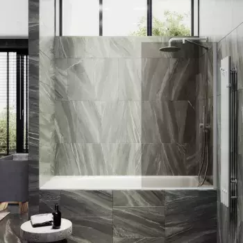 Шторка на ванну Maybahglass 90х140 широкий профиль белый, стекло бронза