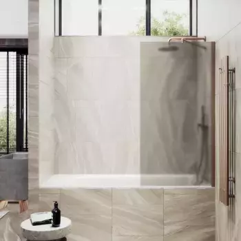 Шторка на ванну Maybahglass 90x140 широкий профиль бронза, стекло бронза матовое