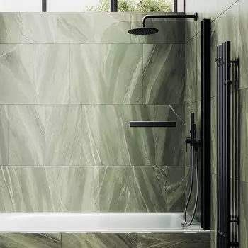 Шторка на ванну Maybahglass MGV-776-6, 60x140, профиль черный, стекло прозрачное