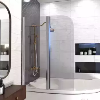 Шторка на ванну Radomir Смайл 100х140 профиль хром стекло прозрачное