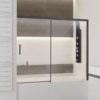 Шторка на ванну RGW Screens 180х150 34114518-14 черная, стекло прозрачное