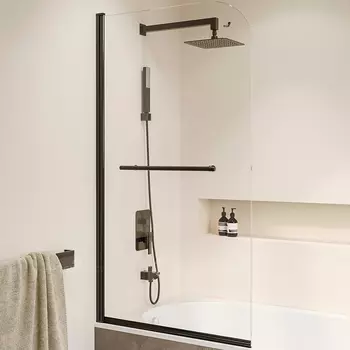 Шторка на ванну RGW Screens SC-114 80х140 профиль черный стекло прозрачное