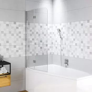 Шторка на ванну Riho Novik Universal 100х150 профиль хром стекло прозрачное