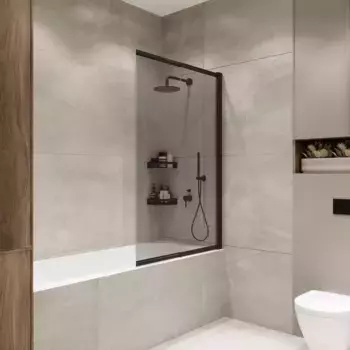 Шторка на ванну Terminus Ното 01 150х90 профиль черный, стекло тонированное