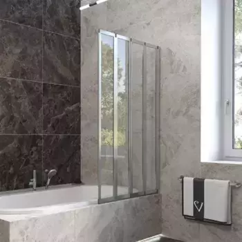 Шторка на ванну Veconi Palau 120х150 профиль хром, стекло прозрачное