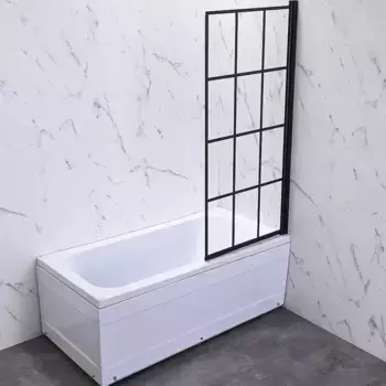 Шторка на ванну Veconi Palau 70х150 R профиль черный стекло прозрачное