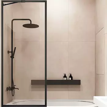 Шторка на ванну Veconi Palau 80х150 профиль черный стекло прозрачное