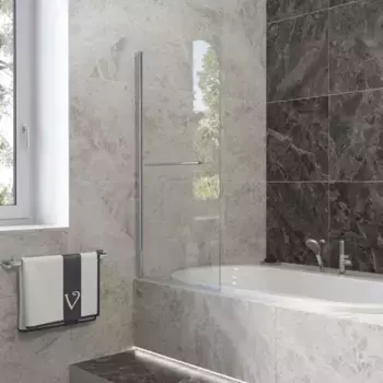 Шторка на ванну Veconi Palau 90х150 профиль хром стекло прозрачное