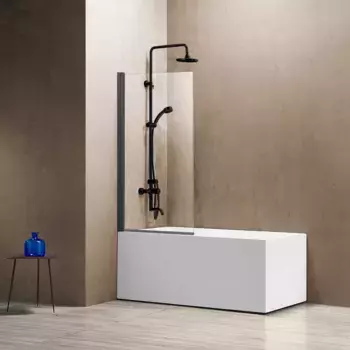 Шторка на ванну Vincea VSB-11800CLGM 80 см, профиль вороненая сталь, стекло прозрачное
