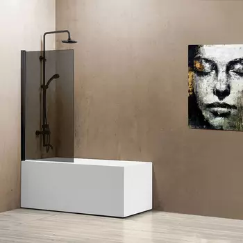 Шторка на ванну Vincea VSB-11800CGB 80 см, профиль чёрный, стекло тонированное
