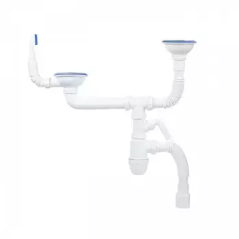 Сифон для двойной мойки IDDIS Kitchen Line с переливом и отводом