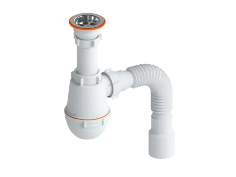 Сифон для мойки РМС прикручивающийся белый