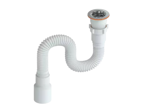 Сифон для раковины РМС 0.8 гофрированный универсальный белый