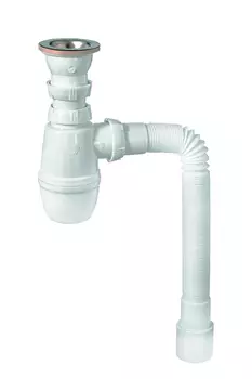 Сифон Wirquin Минор с выпуском 1 х 40 мм и гофротрубой L800 мм, 40 х 40/50 мм (30718026)