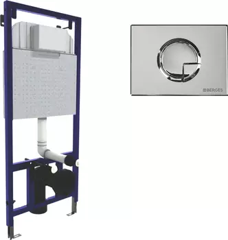Система инсталляции для унитазов Berges Wasserhaus Novum с кнопкой смыва, хром глянец 040223