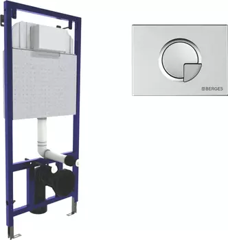 Система инсталляции для унитазов Berges Wasserhaus Novum с кнопкой смыва, матовый хром 040222