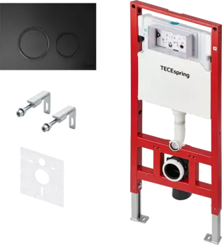 Система инсталляции для унитазов TECE TECEspring S401104 4 в 1 с кнопкой смыва черный матовый