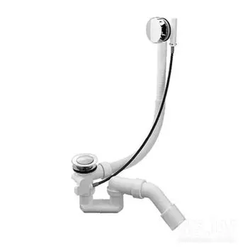 Слив-перелив п/автомат WIRQUIN для ванны с внешним кабелем L=700 мм регулируем.сифоном, вентиль и клапан латунь, с гофротрубой, хром