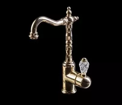 Смеситель для раковины Boheme Crystal золотой глянцевый
