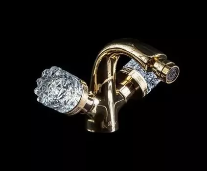 Смеситель для биде Boheme Crystal золотой глянцевый