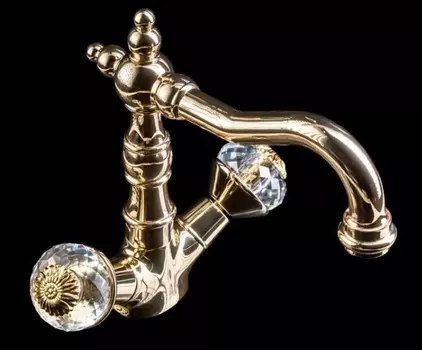 Смеситель для раковины Boheme Flora золотой глянцевый