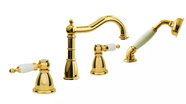 Смеситель на борт ванны Boheme Camelia золотой глянцевый