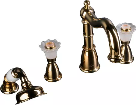 Смеситель на борт ванны Boheme Royal Cristal золото с кристаллами Preciosa