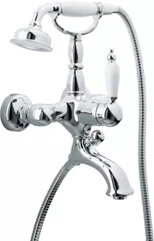 Смеситель для ванны с душем Boheme Tradizionale хром глянцевый с белой керамикой