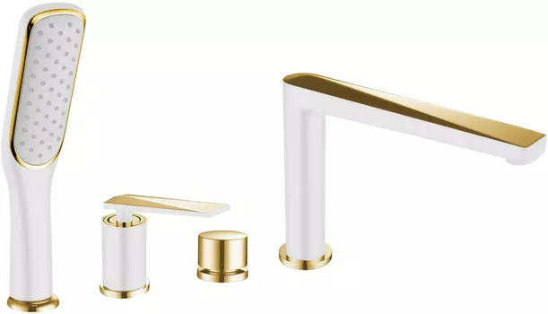 Смеситель на борт ванны Boheme Venturo 380-W белый, золото