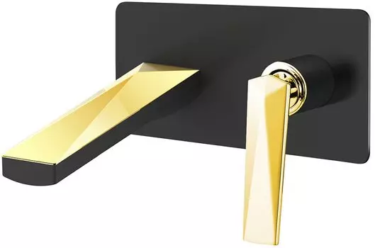 Смеситель для раковины встраиваемый Boheme Venturo черный с золотом