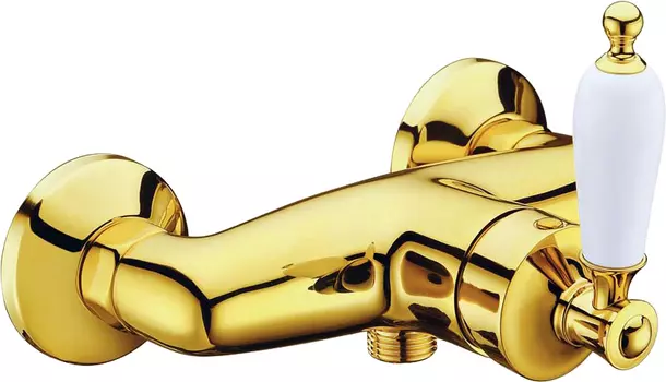 Смеситель для душа Boheme Vogue золото с белой керамикой