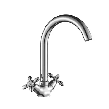 Смеситель Decoroom двуручный для кухни с поворотным изливом, хром