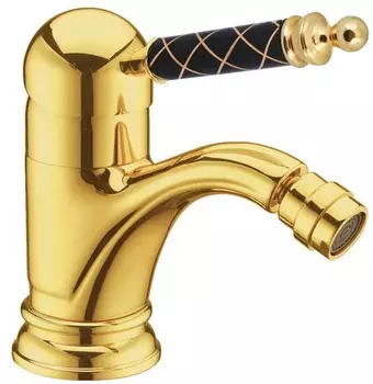 Смеситель для биде Boheme Tradizionale золото глянцевое с черной ручкой