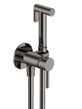 Смеситель для биде с гигиенической лейкой (латунная лейка), Gun metal AQUAme AQM6217GM Siena