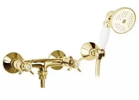 Смеситель для душа Cezares Lord золото, ручка душа белая (LORD-D-03/24-Bi)